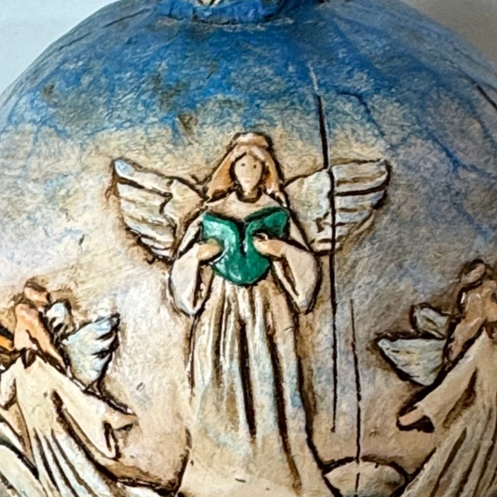 Vintage decoupage Angels Christmas tree ball ornament